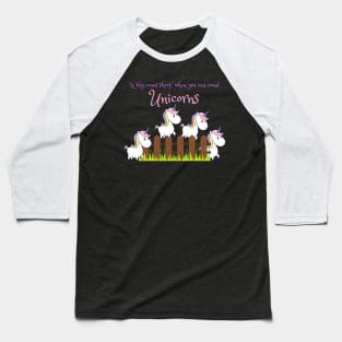 Cute Unicorns Jumping Over a Fence Baseball T-Shirt